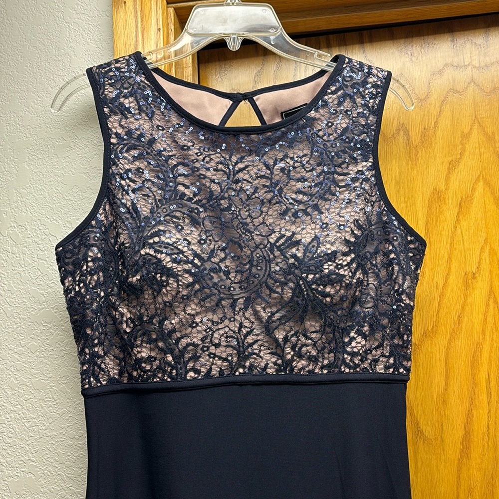 Navy blue maxi evening dress
